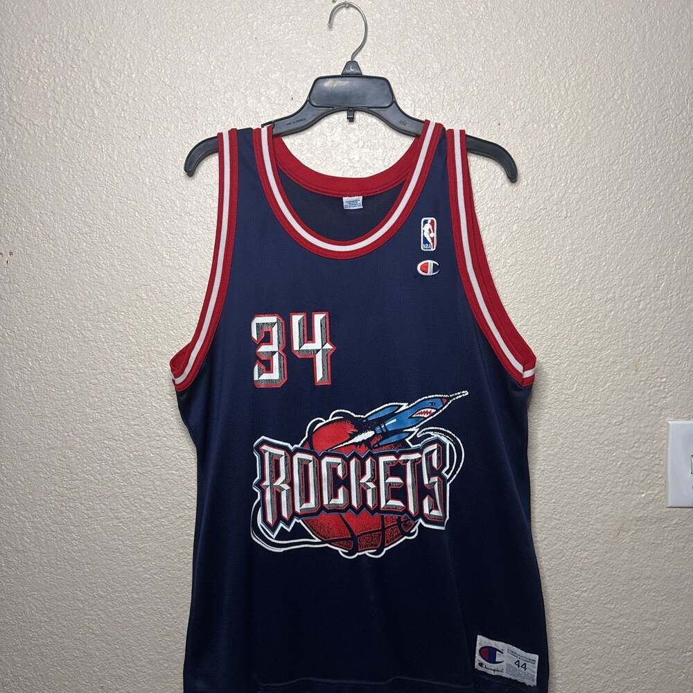 Vintage NBA 90s Champion Houston Rockets Hakeem Olajuwon Jersey Size 44